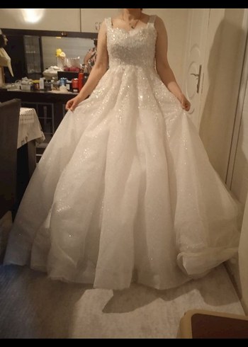 Beyaz Parlak Prenses Gelinlik - Görsel 4