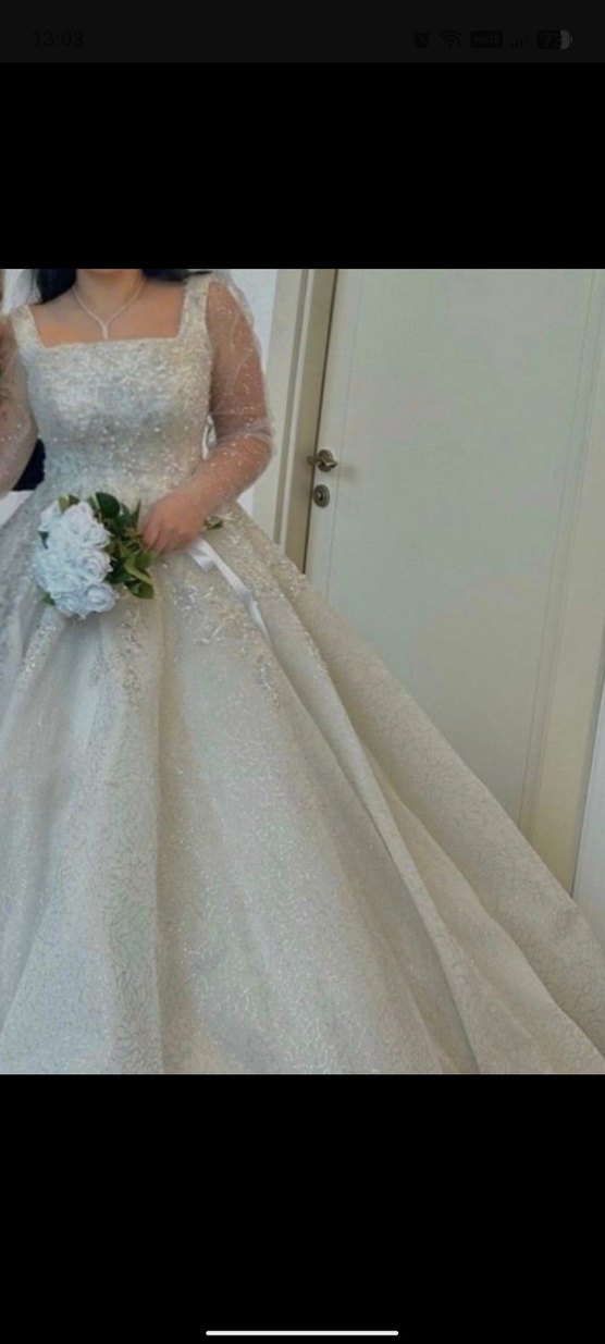 Beyaz Parlak Prenses Gelinlik - Görsel 2