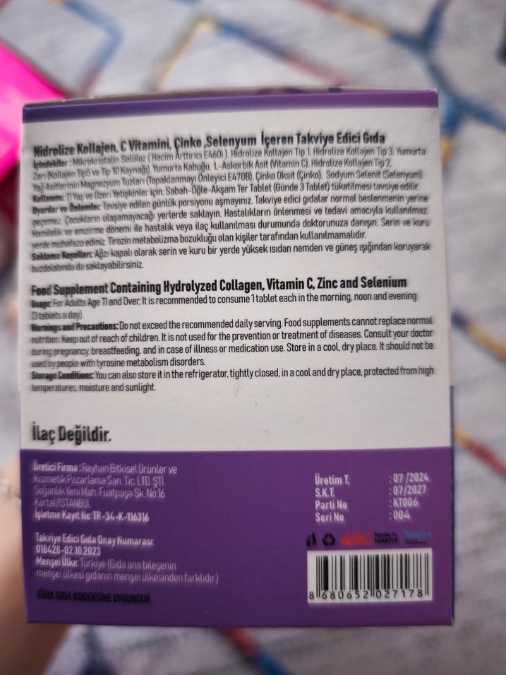 Hidrolize Kollajen, C Vitamini, Çinko ve Selenyum Takviye Edici - Görsel 3