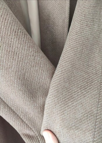 Bej Süet Kadın Uzun Kemerli Kaban - Görsel 3