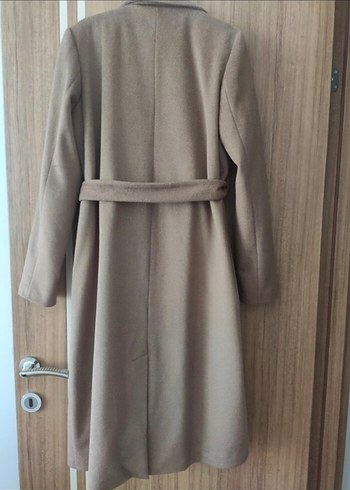 Bej Süet Kadın Uzun Kemerli Kaban - Görsel 4