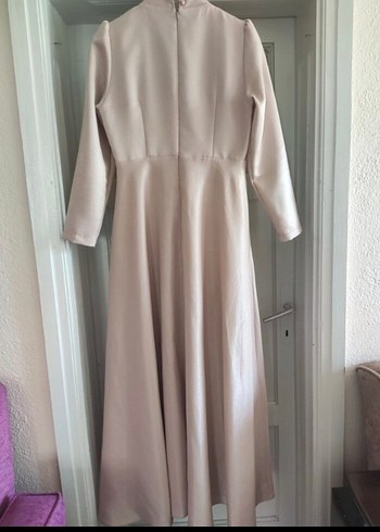 Nakış Detaylı Bej Uzun Abiye Elbise - Görsel 6