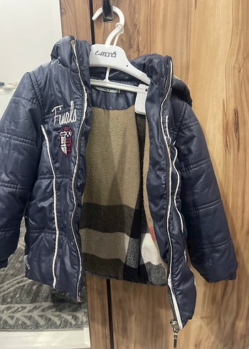 Nakışlı Fermuarlı Erkek Çocuk Gri Mont - Görsel 2