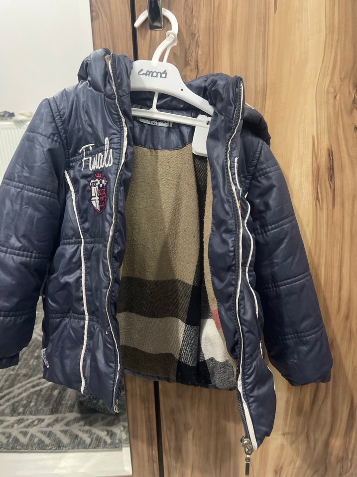 Nakışlı Fermuarlı Erkek Çocuk Gri Mont - Görsel 2