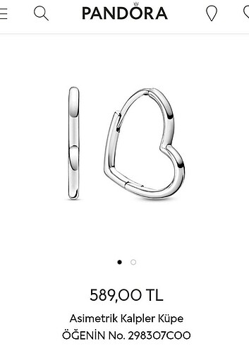 Pandora küçük boy asimetrik kalpler küpe 