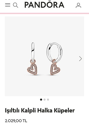 Pandora ışıltılı kalp halka küpe 