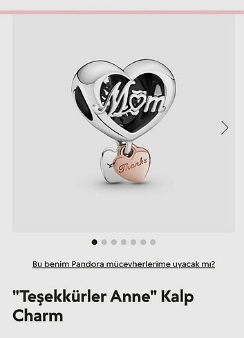 Pandora teşekkürler anne mom charm 