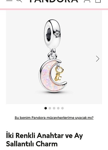 Pandora İki Renkli Anahtar ve Ay Sallantılı Charm