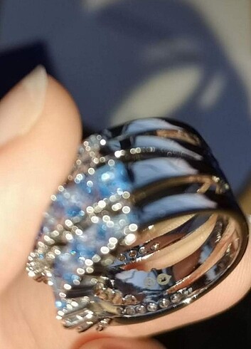 Swarowski mavi twist yüzük - Görsel 5