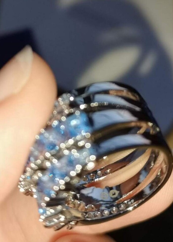 Swarowski mavi twist yüzük - Görsel 5