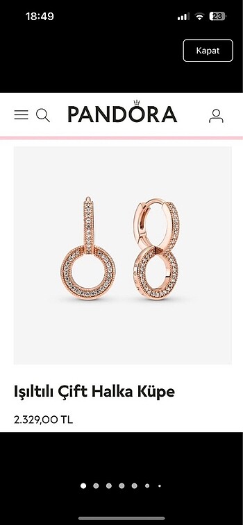 pandora küpe ve charm