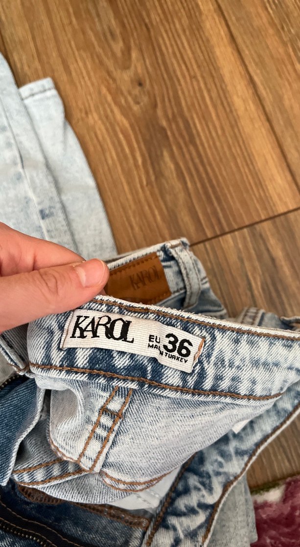 Düğmeli Gri Kadın Midi Boy Denim Pantolon - Görsel 3