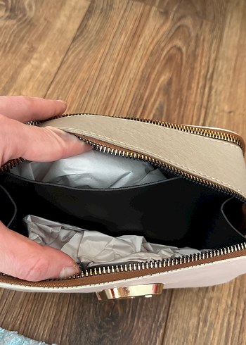 Bej Deri Kadın Çapraz Çanta - Görsel 3