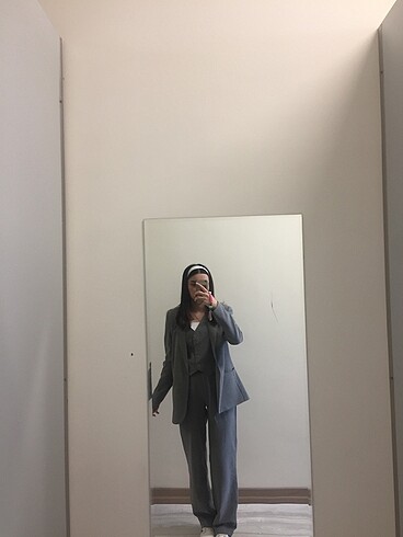 Gri blazer takım