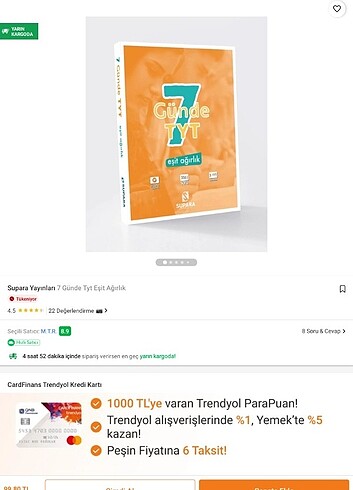 Supara yayınları 7 günde tyt eşit ağalık 
