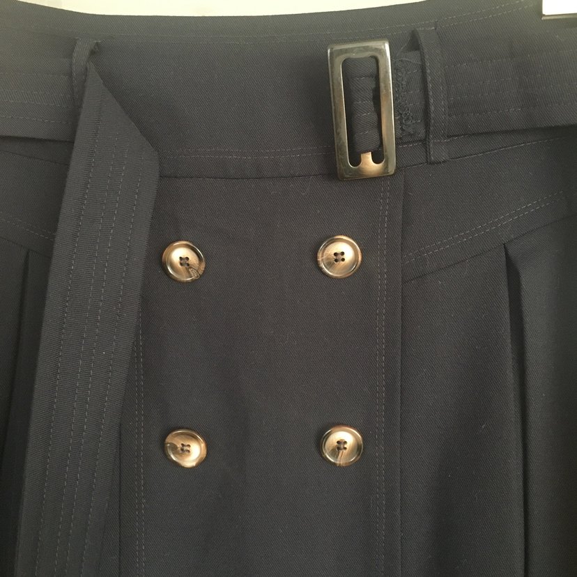 Düğmeli Lacivert Uzun Etek - Görsel 2