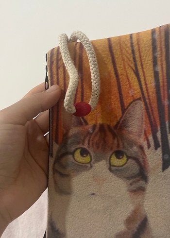 Kedi Desenli Kahverengi Gözlük Kılıfı - Görsel 3