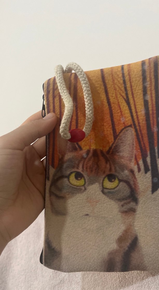 Kedi Desenli Kahverengi Gözlük Kılıfı - Görsel 3