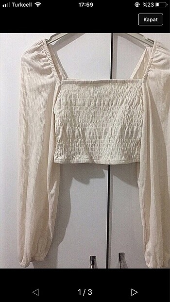 H&M beyaz crop bluz