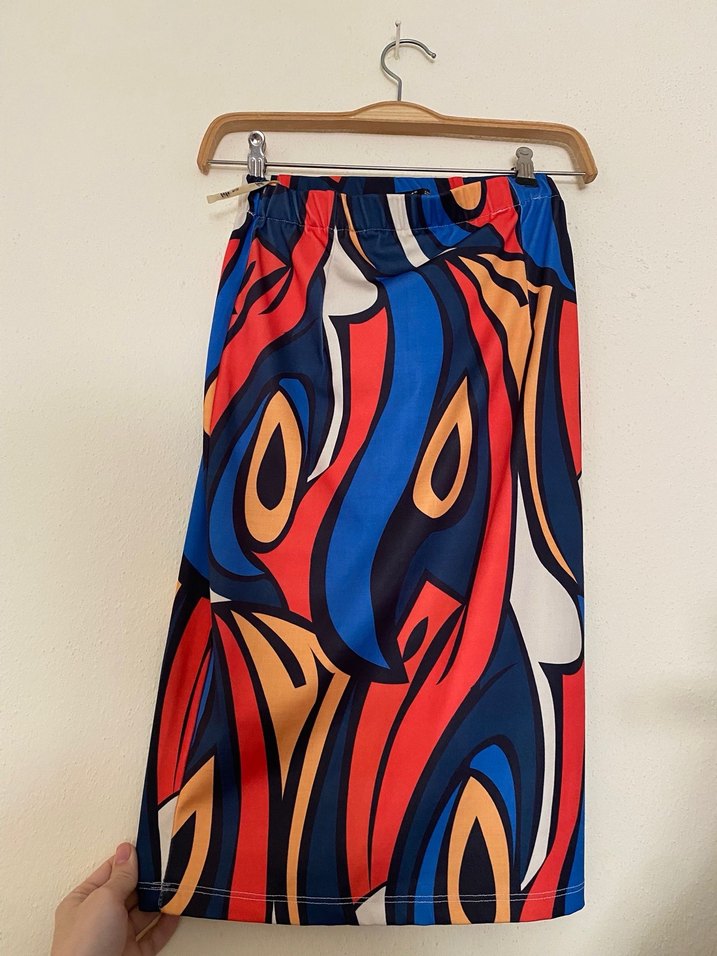 Renkli Mini Tie-Dye Hamile Eteği L beden - Görsel 3