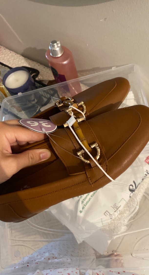 Bej Deri Kemerli Kız Loafer Ayakkabı - Görsel 3