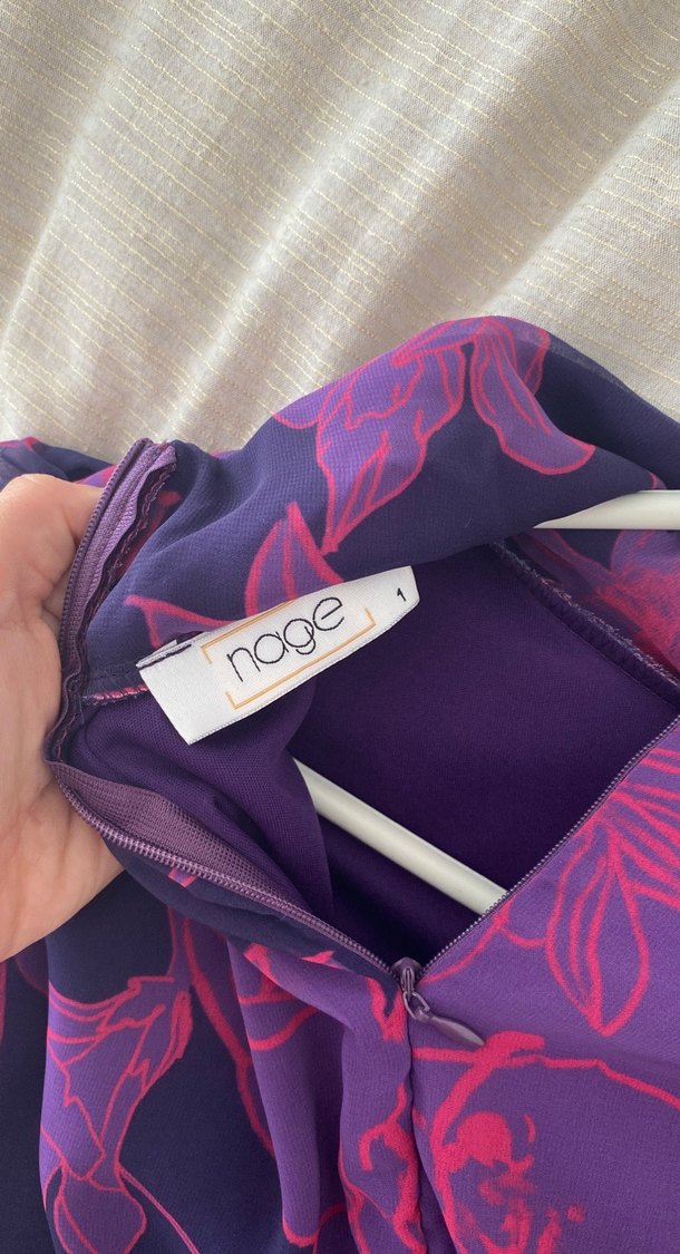 Mor Renkli Uzun Kat Katlı Bohem Elbise - Görsel 4