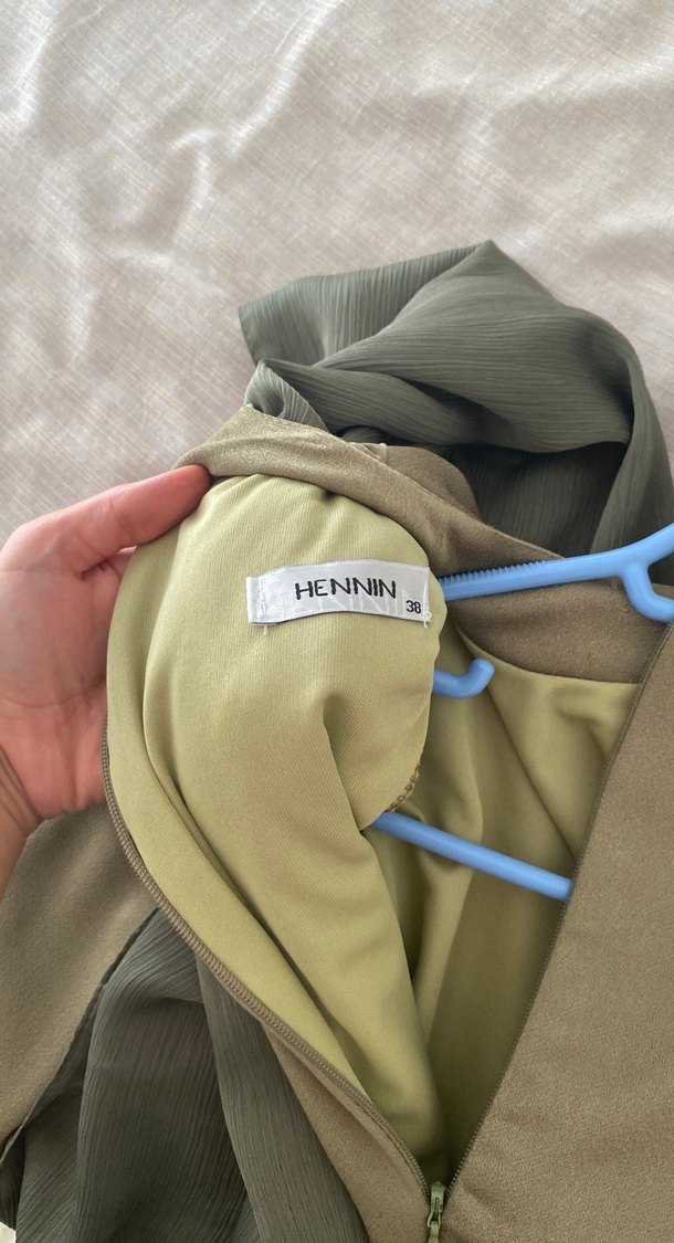 Uzun Kollu Gri Drapeli Kadın Elbise - Görsel 3