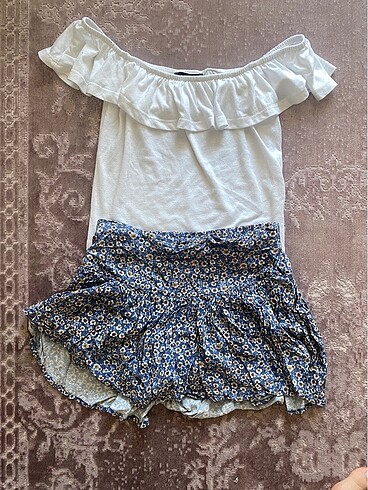 Koton kids etek & beyaz crop bluz