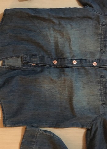 Düğmeli Mavi Denim Çocuk Gömlek - Görsel 5