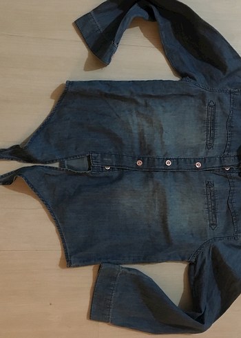 Düğmeli Mavi Denim Çocuk Gömlek - Görsel 8