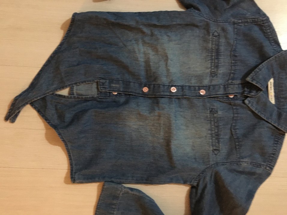 Düğmeli Mavi Denim Çocuk Gömlek - Görsel 5