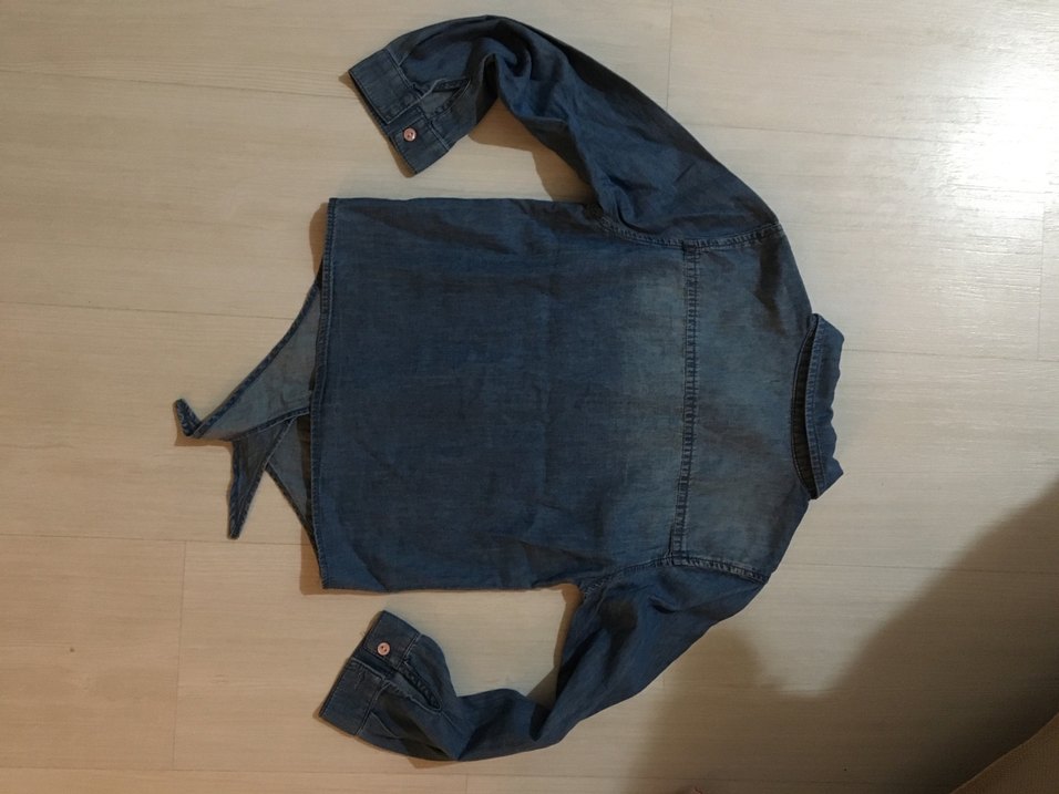 Düğmeli Mavi Denim Çocuk Gömlek - Görsel 3