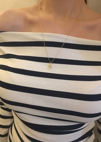 Çizgili Uzun Kollu Kayık Yaka  Penye Bluz - Görsel 7