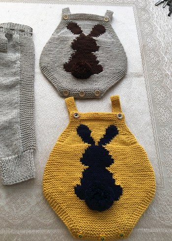 Bebek Örgü Tavşanlı Kısa Tulum - Görsel 3