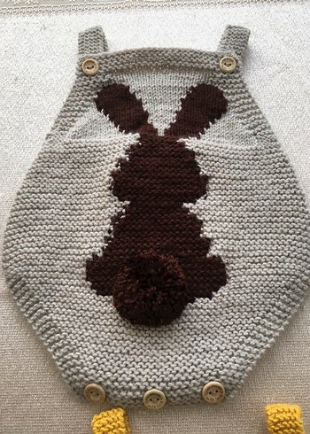 Bebek Örgü Tavşanlı Kısa Tulum - Görsel 2