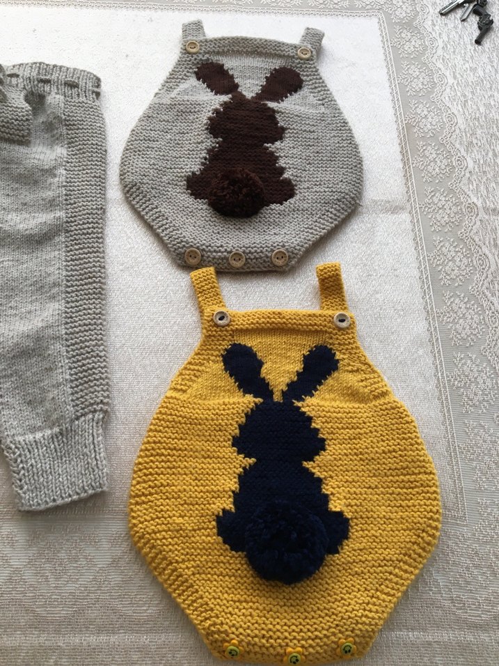 Bebek Örgü Tavşanlı Kısa Tulum - Görsel 3