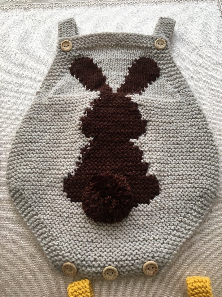 Bebek Örgü Tavşanlı Kısa Tulum - Görsel 2