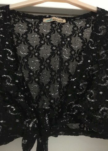 Dantel İşlemeli Siyah Kız Bolero - Görsel 4