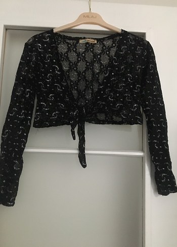 Dantel İşlemeli Siyah Kız Bolero - Görsel 2