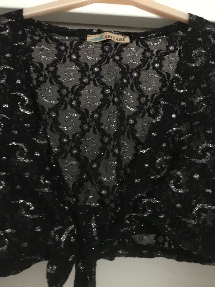 Dantel İşlemeli Siyah Kız Bolero - Görsel 4