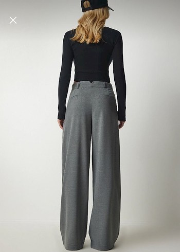 Gri  Kadın Kumaş Pantolon - Görsel 2