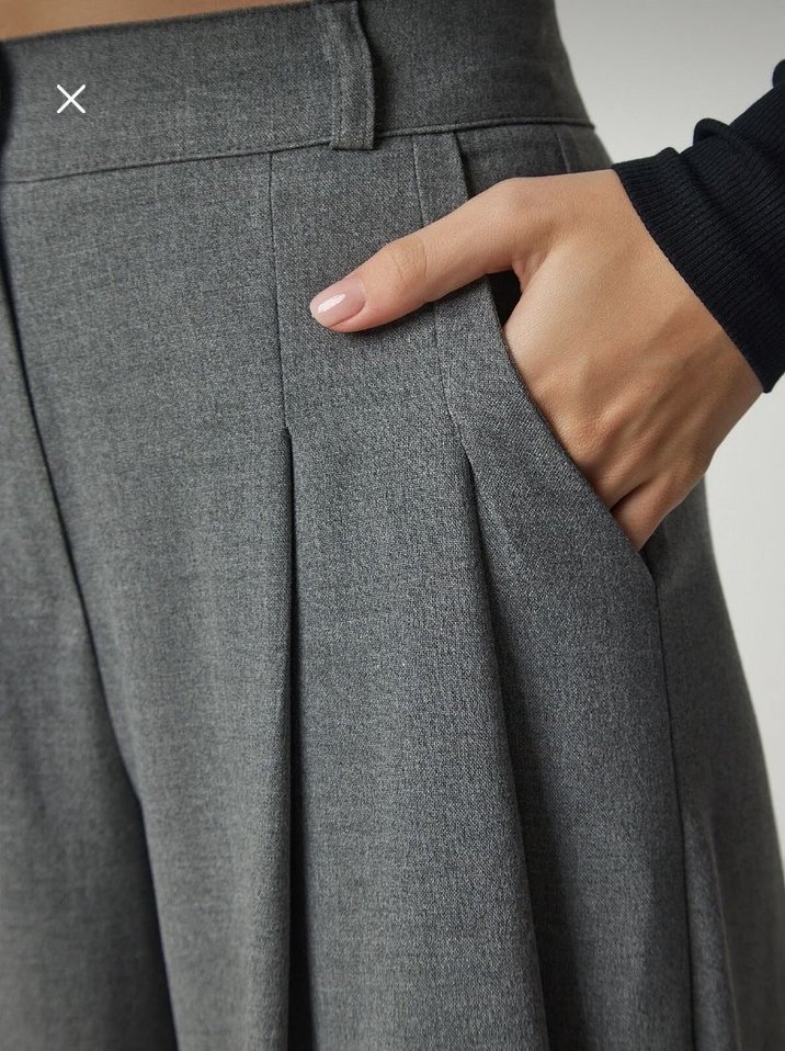 Gri  Kadın Kumaş Pantolon - Görsel 3
