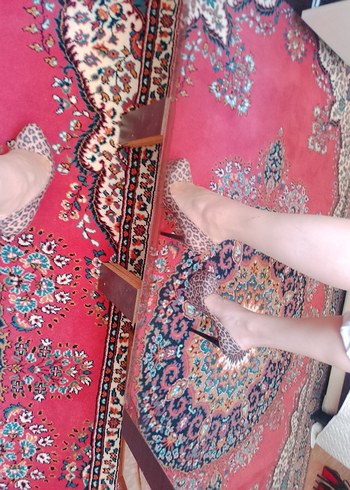 Leopar desenli platform ayakkabi - Görsel 7