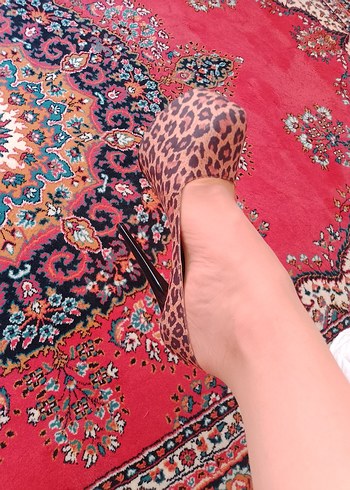 Leopar desenli platform ayakkabi - Görsel 5