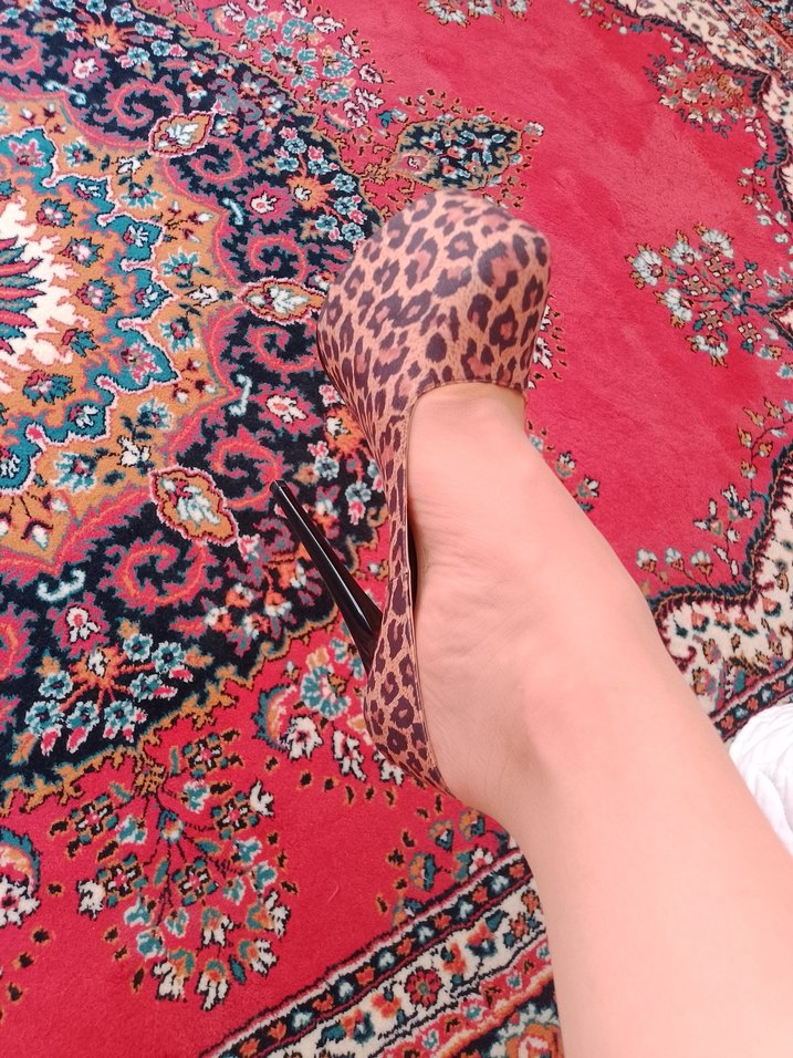 Leopar desenli platform ayakkabi - Görsel 5