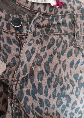 Bohem Tarzı Midi Leopar Desenli Kadın Pantolon - Görsel 4