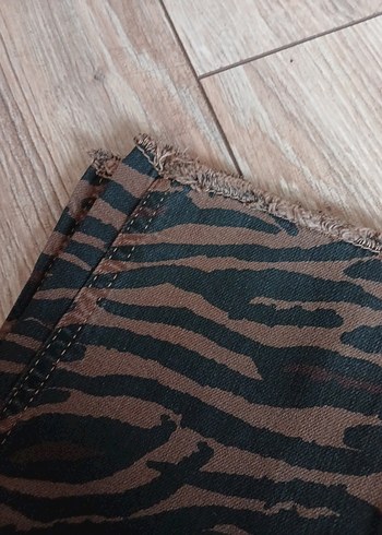 Kahverengi Zebra Desenli Kadın Kumaş Pantolon - Görsel 5