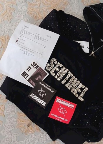 SATILDI....unisex hoodie Siyah Mini Payetli Kapüşonlu Ceket - Görsel 3