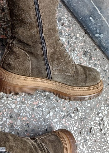 Bohem Tarz Kadın Süet Platform Topuklu Bot - Görsel 5