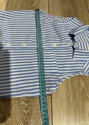 Mavi Çizgili H&M Kolsuz Gömlek - Görsel 4